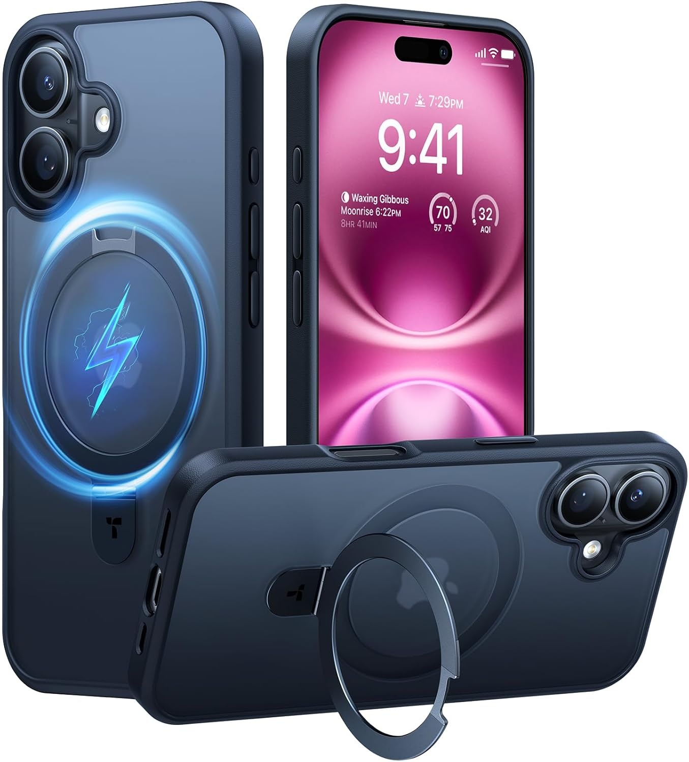 image:imageTORRAS for iPhone 16 Pro Max Case Clear with Stand Fit for MagSafeShockproof Military Grade Protection Slim Magnetic Phone Case for iPhone 16 Pro Max 69 2024 ClearBlack