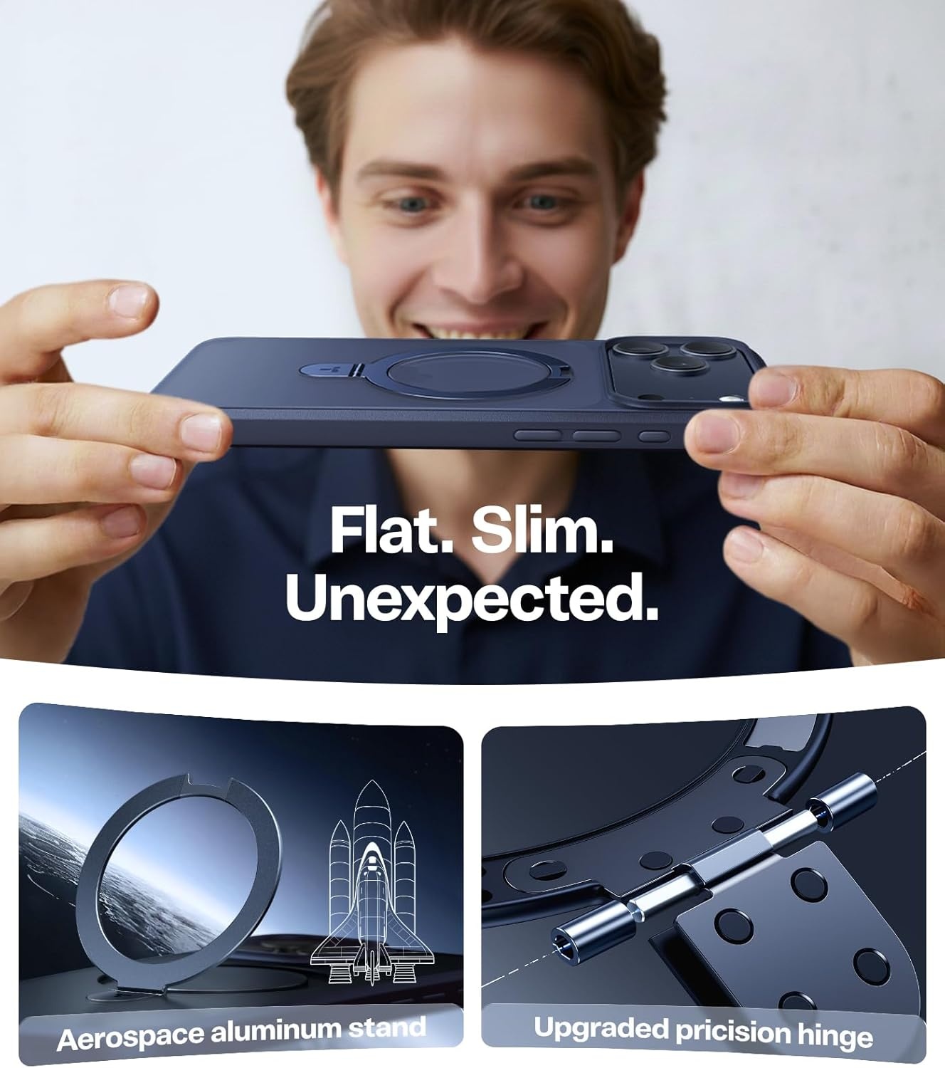 image:imageTORRAS for iPhone 16 Pro Max Case Clear with Stand Fit for MagSafeShockproof Military Grade Protection Slim Magnetic Phone Case for iPhone 16 Pro Max 69 2024 ClearDeep Blue