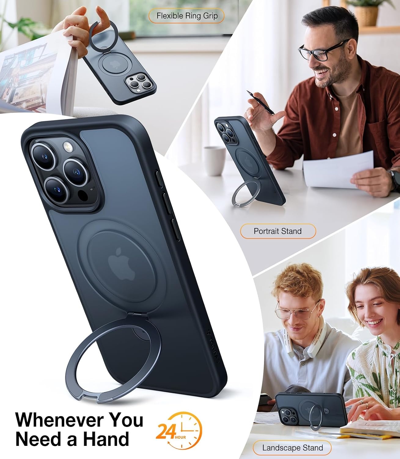 image:imageTORRAS for iPhone 16 Pro Max Case Clear with Stand Fit for MagSafeShockproof Military Grade Protection Slim Magnetic Phone Case for iPhone 16 Pro Max 69 2024 ClearBlack