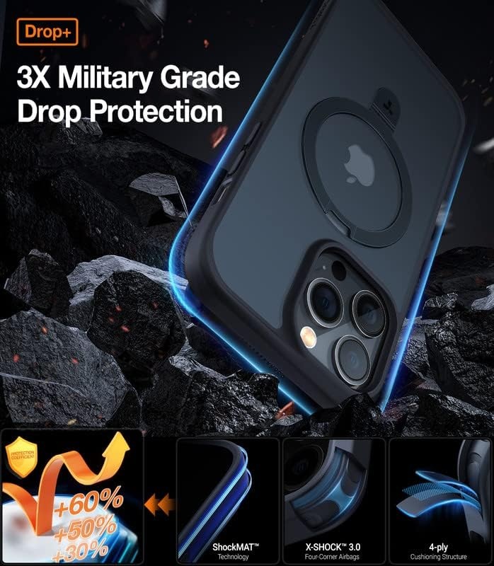 image:imageTORRAS for iPhone 16 Pro Max Case Clear with Stand Fit for MagSafeShockproof Military Grade Protection Slim Magnetic Phone Case for iPhone 16 Pro Max 69 2024 ClearBlack