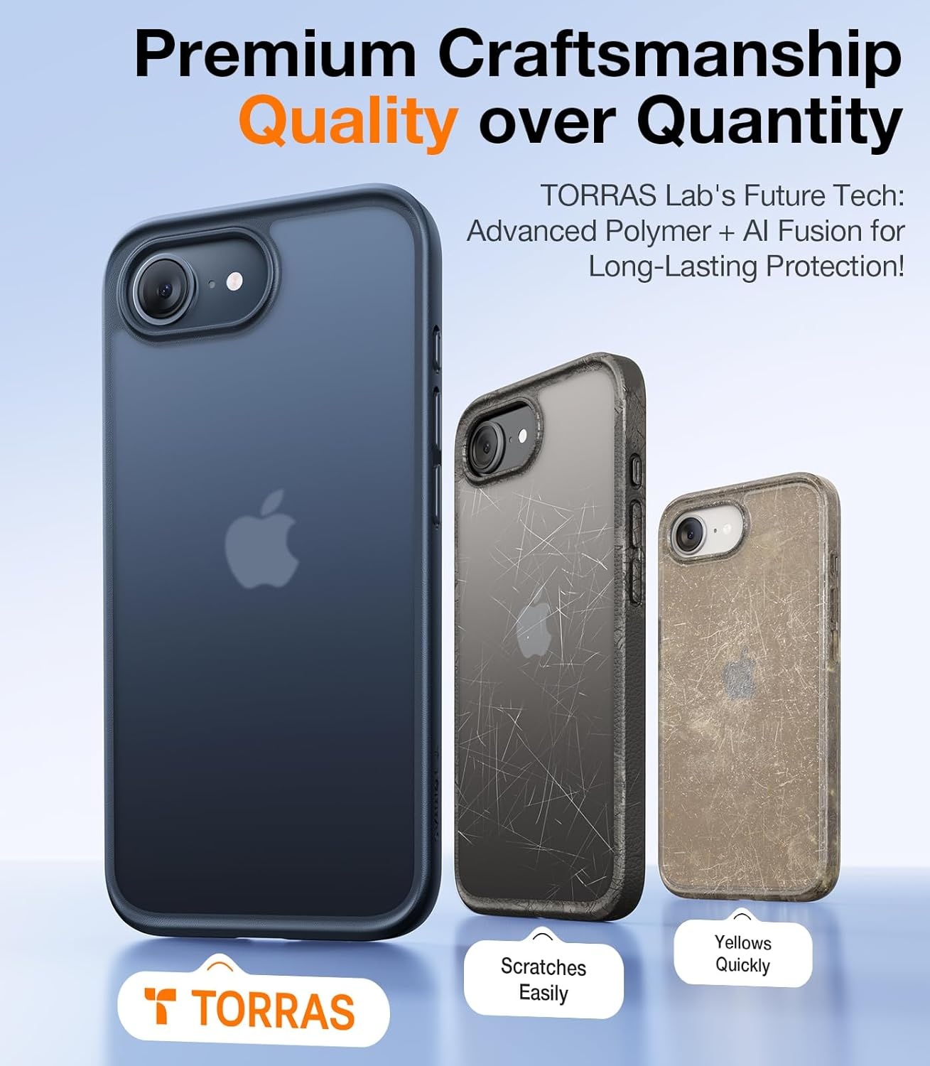 image:imageTORRAS for iPhone 17 Pro Case Beyond MilitaryGrade Protection Camera Control Button DIY Buttons Translucent Matte Slim Thin Shockproof Hard Back AntiScratch case for iPhone 17 Pro Deep BlueBlack