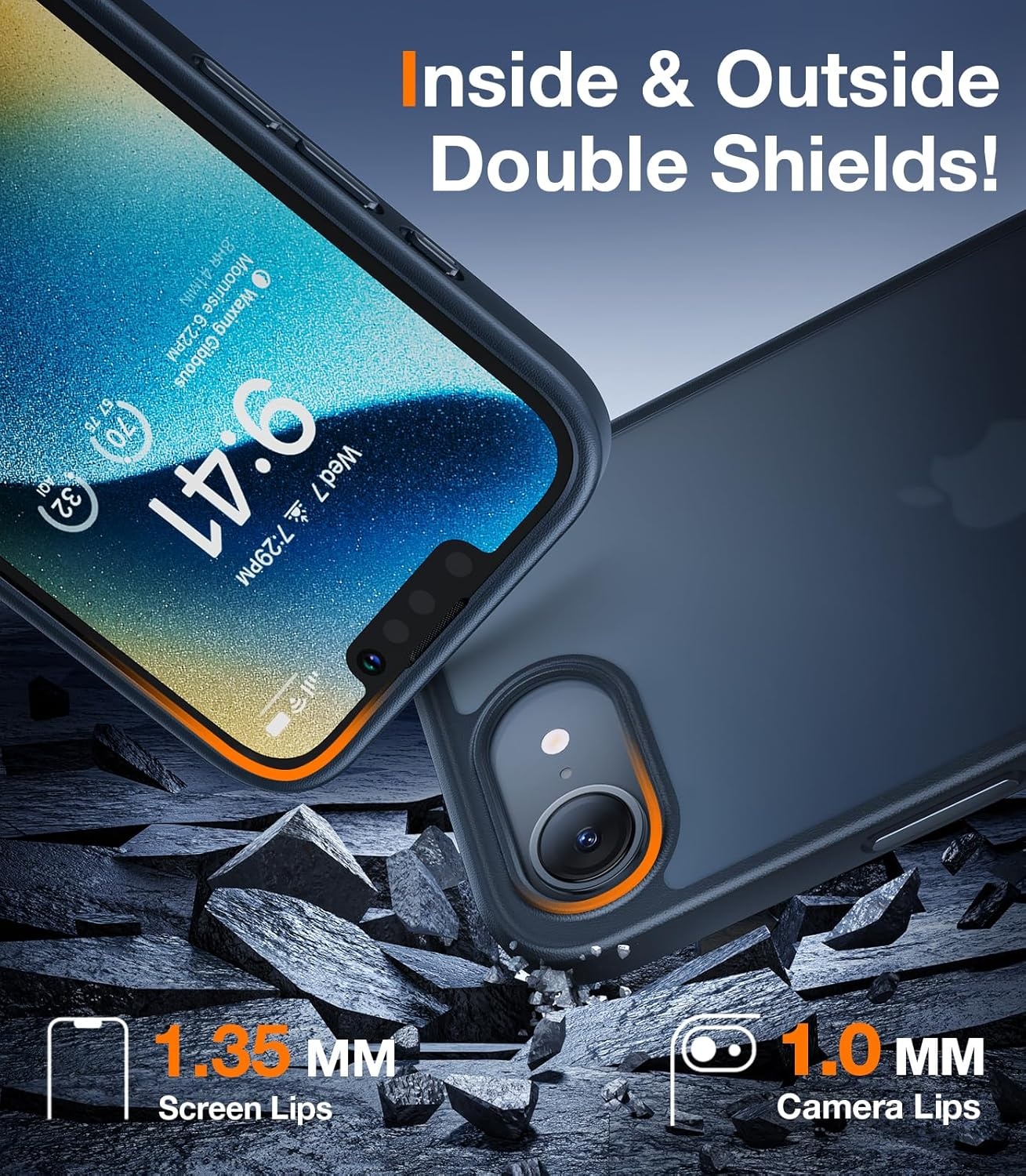 image:imageTORRAS for iPhone 17 Pro Case Beyond MilitaryGrade Protection Camera Control Button DIY Buttons Translucent Matte Slim Thin Shockproof Hard Back AntiScratch case for iPhone 17 Pro Deep BlueBlack