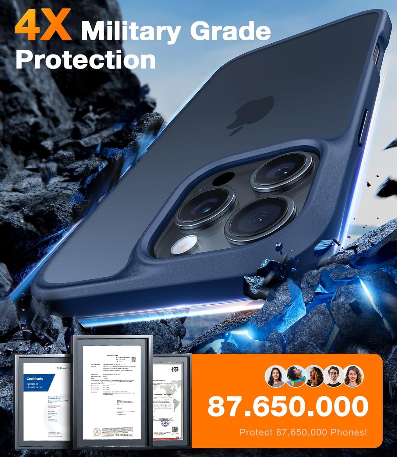 image:imageTORRAS for iPhone 17 Pro Case Beyond MilitaryGrade Protection Camera Control Button DIY Buttons Translucent Matte Slim Thin Shockproof Hard Back AntiScratch case for iPhone 17 Pro Deep BlueNavy Blue