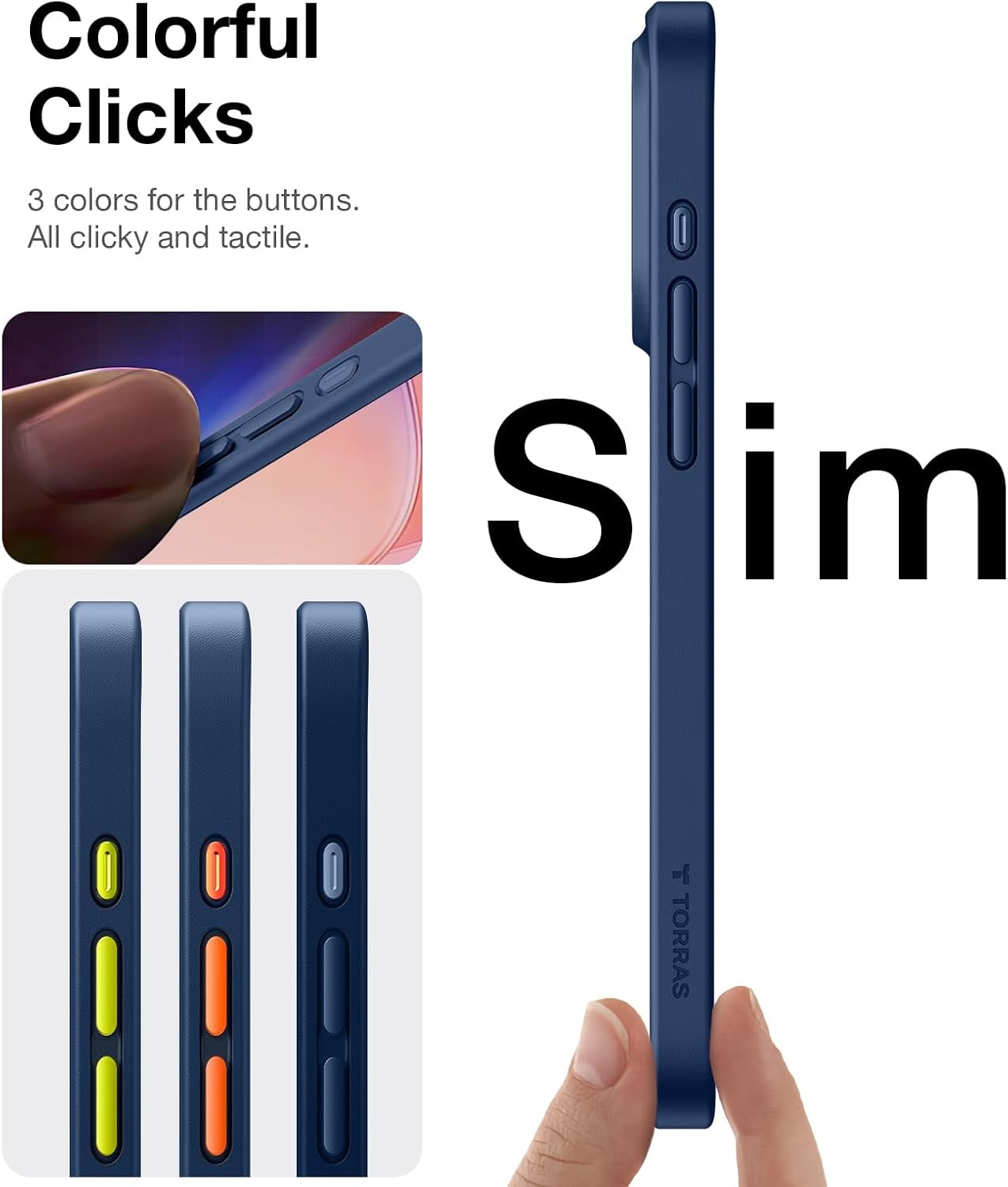 image:imageTORRAS for iPhone 17 Pro Case Beyond MilitaryGrade Protection Camera Control Button DIY Buttons Translucent Matte Slim Thin Shockproof Hard Back AntiScratch case for iPhone 17 Pro Deep BlueNavy Blue