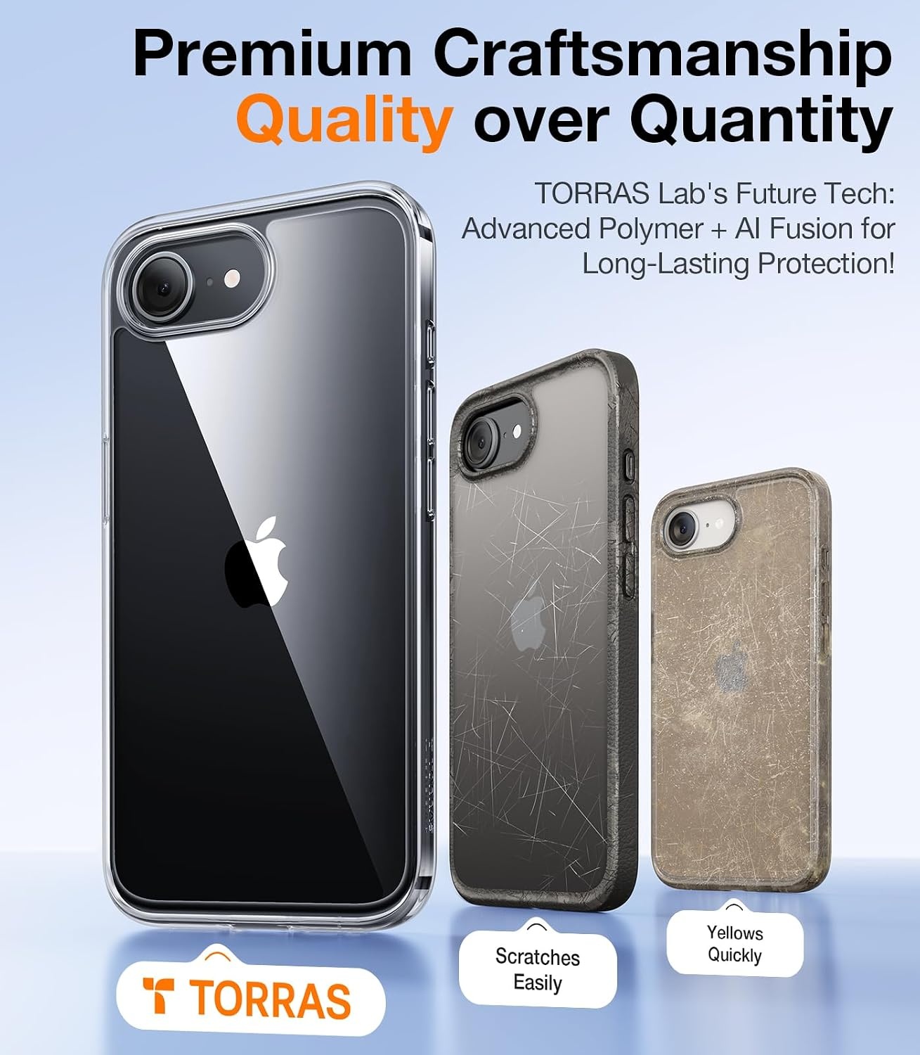 image:imageTORRAS for iPhone 17 Pro Case Beyond MilitaryGrade Protection Camera Control Button DIY Buttons Translucent Matte Slim Thin Shockproof Hard Back AntiScratch case for iPhone 17 Pro Deep BlueDiamond Clear