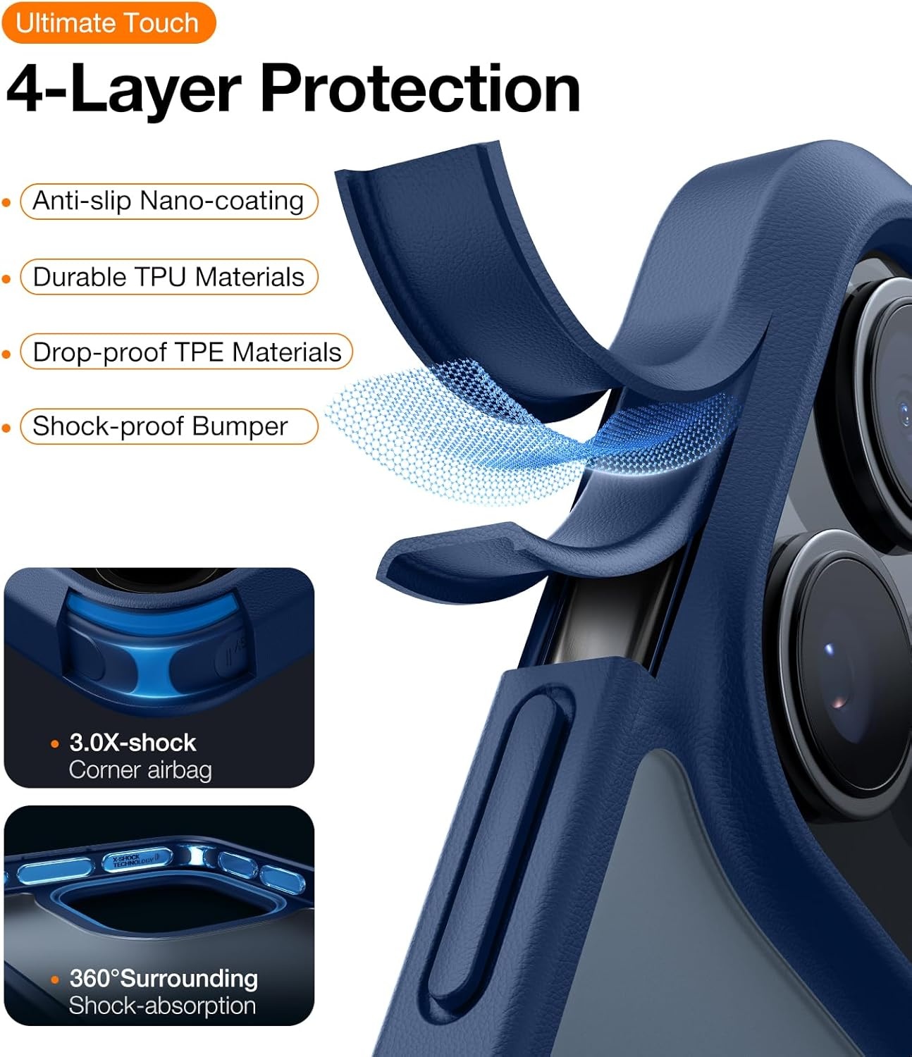 image:imageTORRAS for iPhone 17 Pro Case Beyond MilitaryGrade Protection Camera Control Button DIY Buttons Translucent Matte Slim Thin Shockproof Hard Back AntiScratch case for iPhone 17 Pro Deep BlueNavy Blue