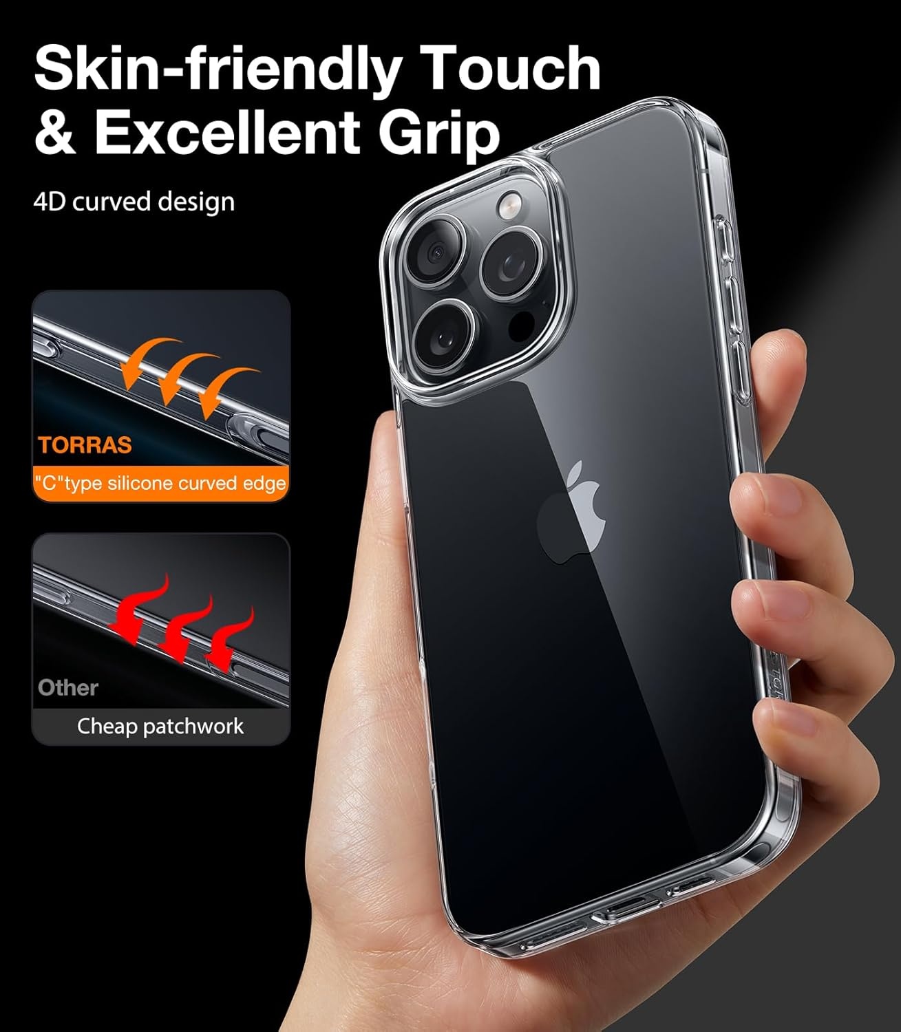 image:imageTORRAS for iPhone 17 Pro Max Case Crystal Clear AntiYellowingMilitaryGrade Protection Ultra Slim Transparent AntiScratch Back Soft Bumper NonSlip 17 Pro Max Phone Case Clear 69Crystal Clear