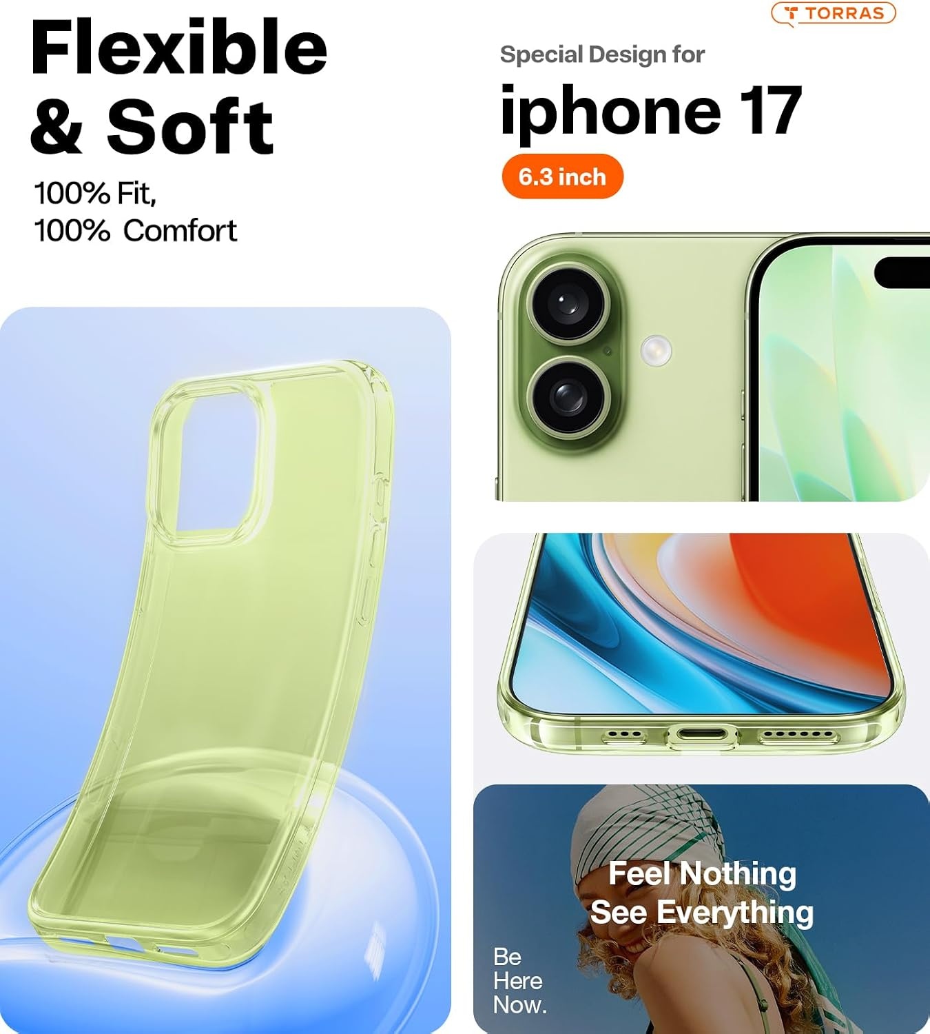 image:imageTORRAS for iPhone 17 Pro Max Case Crystal Clear AntiYellowingMilitaryGrade Protection Ultra Slim Transparent AntiScratch Back Soft Bumper NonSlip 17 Pro Max Phone Case Clear 69Crystal Green