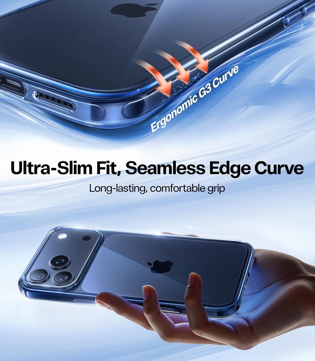 image:imageTORRAS for iPhone 17 Pro Max Case Crystal Clear AntiYellowingMilitaryGrade Protection Ultra Slim Transparent AntiScratch Back Soft Bumper NonSlip 17 Pro Max Phone Case Clear 69Clear Blue