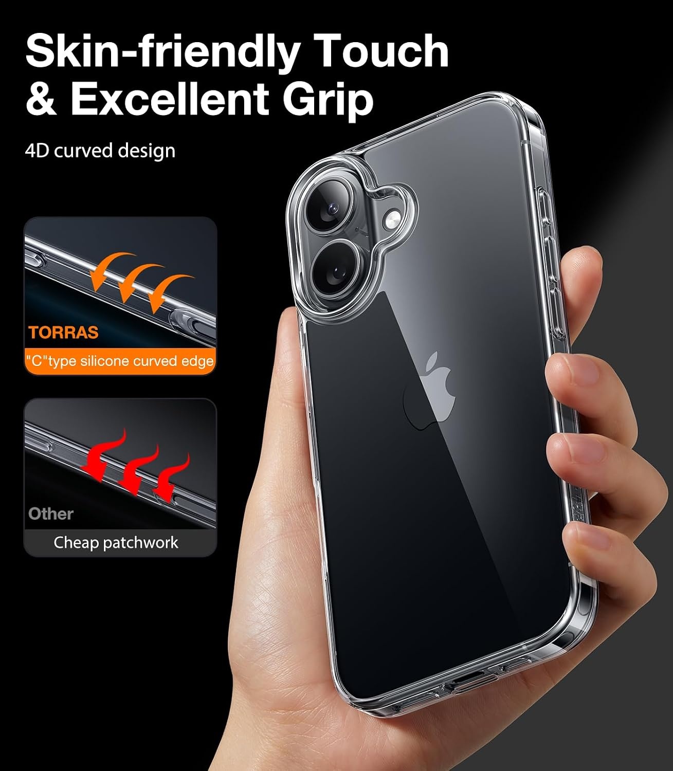 image:imageTORRAS for iPhone 17 Pro Max Case Crystal Clear AntiYellowingMilitaryGrade Protection Ultra Slim Transparent AntiScratch Back Soft Bumper NonSlip 17 Pro Max Phone Case Clear 69Crystal Clear