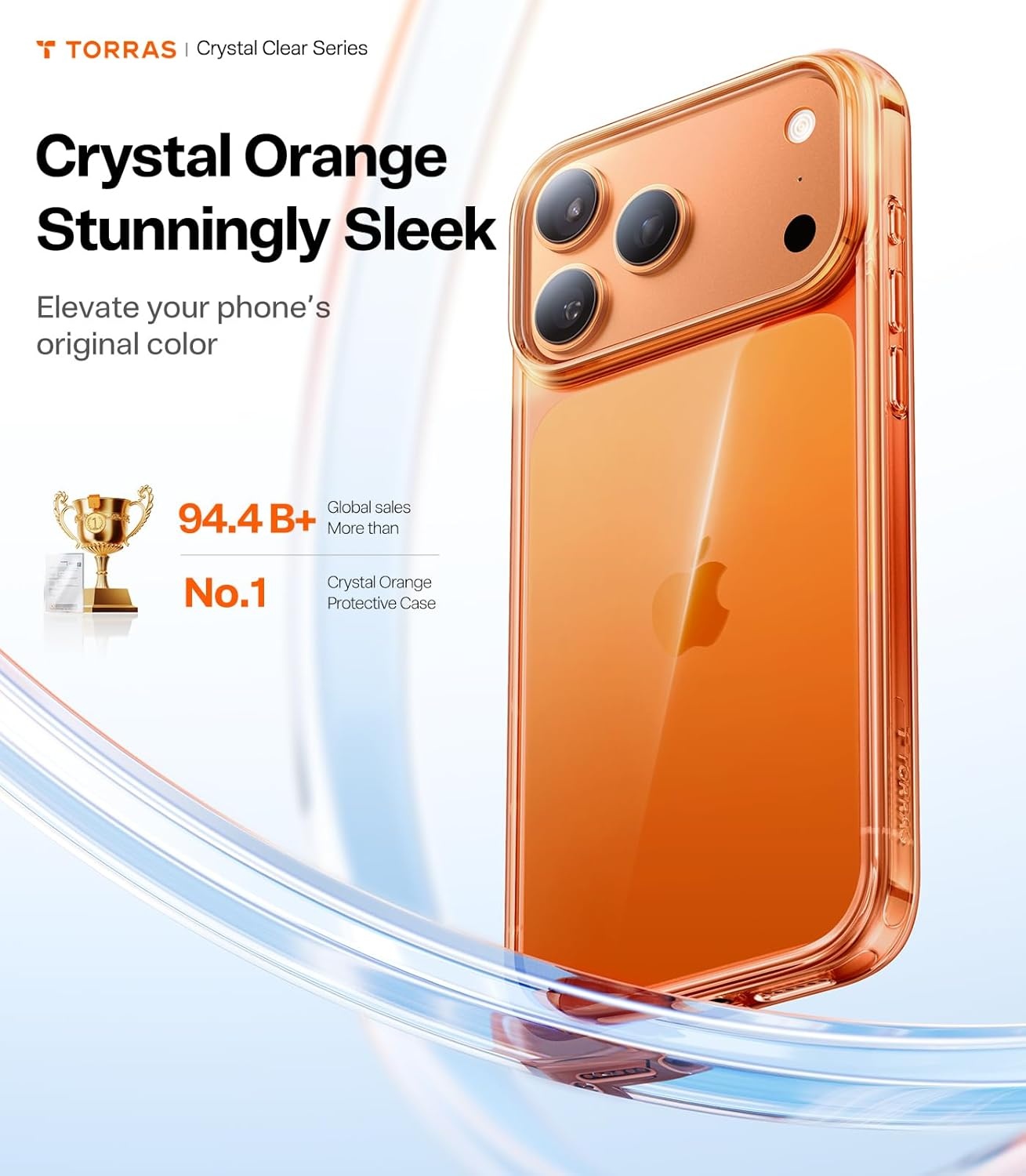 image:imageTORRAS for iPhone 17 Pro Max Case Crystal Clear AntiYellowingMilitaryGrade Protection Ultra Slim Transparent AntiScratch Back Soft Bumper NonSlip 17 Pro Max Phone Case Clear 69Clear Orange