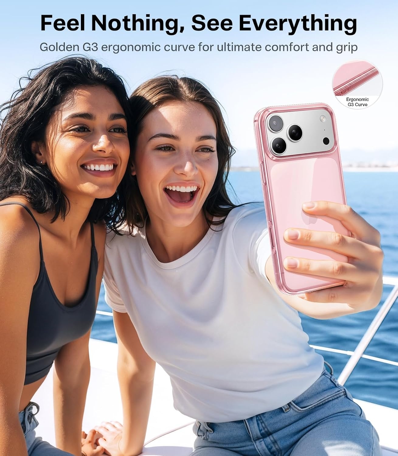 image:imageTORRAS for iPhone 17 Pro Max Case Crystal Clear AntiYellowingMilitaryGrade Protection Ultra Slim Transparent AntiScratch Back Soft Bumper NonSlip 17 Pro Max Phone Case Clear 69Clear Pink