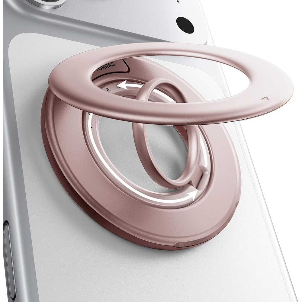 image:imageTORRAS 2025 Flagship Magnetic Phone Grip Ring Holder Kickstand 2Sided Magnetic 360 Rotation Fit for MagSafe Accessories for iPhone 17 16 15 14 13 12 11 Samsung Google BlackDusty Rose Gold