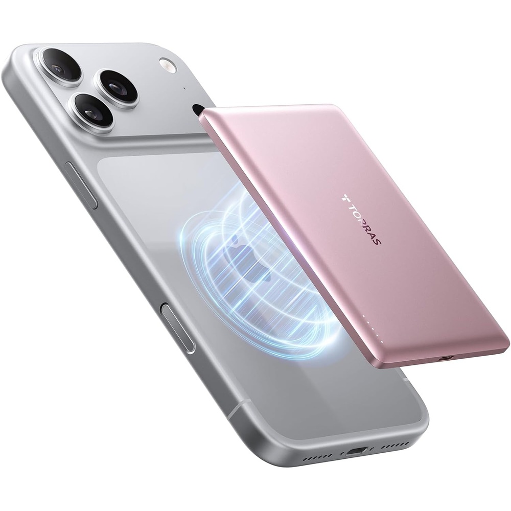 image:imageTORRAS 2in1 iPhone 16 Portable Charger 5000mAh 225W Mini Power Bank with Builtin USBC Cable Fast Charge Battery Pack Travel Essential for iPhone 171615 Galaxy S25 Google Desert TitaniumDawn Rose