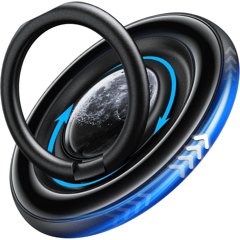 image:imageTORRAS 360 Fidget Spinner Magnetic Phone Grip Ring Holder Kickstand Fit for PopSocket MagSafe Accessories Removable for iPhone 161514 13 12 ProMaxSamsung Galaxy Google Ostand SpinRing Black