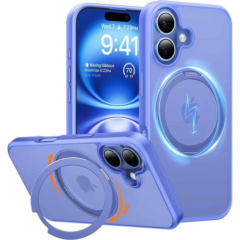 image:imageTORRAS 360 Magnetic Stand for iPhone 16 Case Compatible with MagSafe Rotatable Flexible Kickstand 16ft MilGrade Shockproof Protection Versatile Ring Holder AntiScratch amp Ultramarine 61