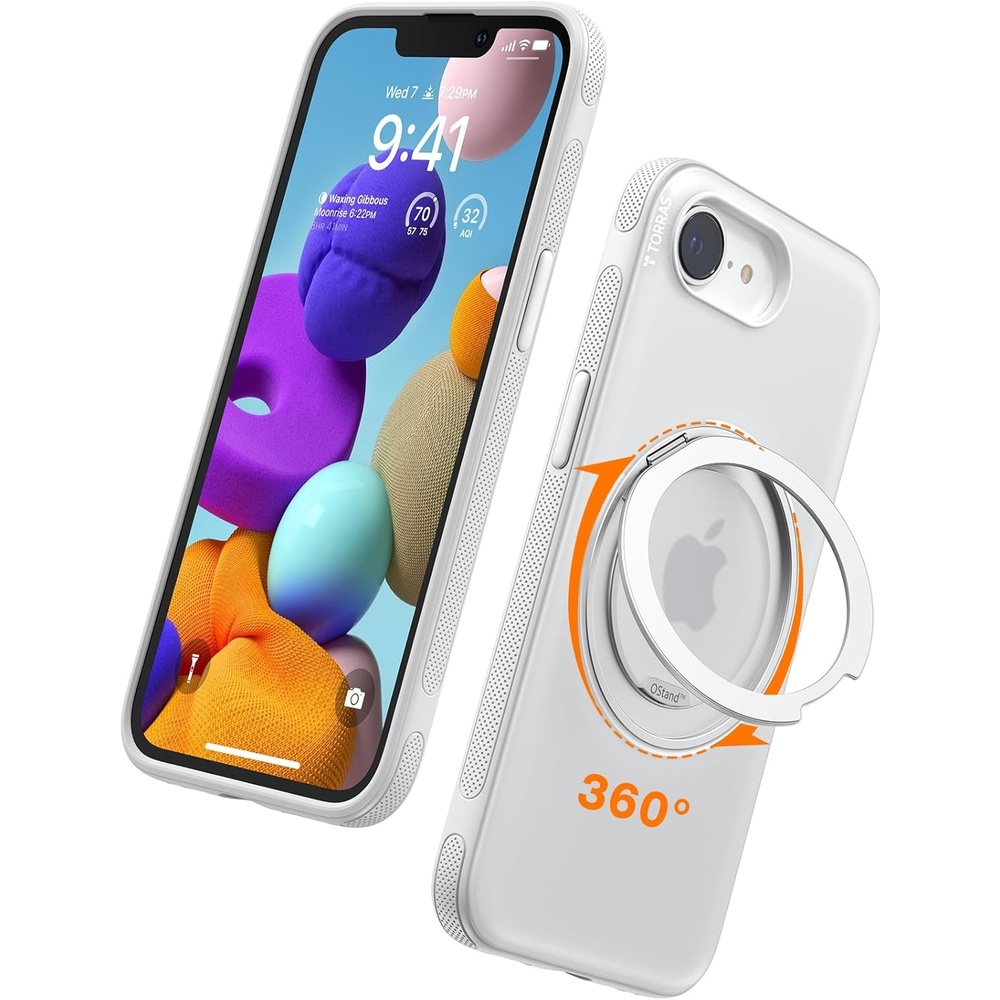 image:imageTORRAS 360 Rotating Magnetic Stand for iPhone 16e Case 2025 with Kickstand Fit for Magsafe MilitaryGrade Protection Durable Enhanced Grip Slim Ostand Fitness Series White 61