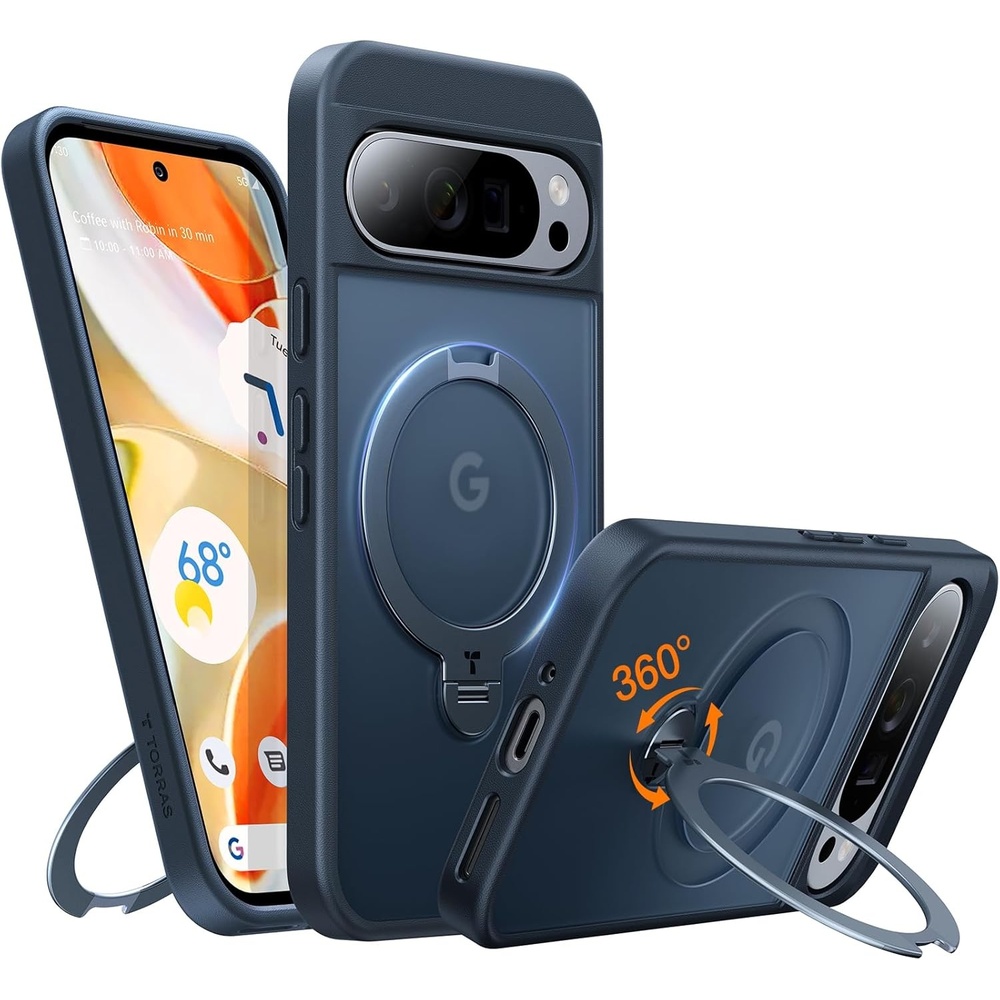 image:imageTORRAS 360 Spin Magnetic Stand for Google Pixel 10 Pro XL case Compatible with Magsafe 4X Military Drop Protection Slim for Google Pixel 10 Pro XL Phone Case with Kickstand BlackBlack