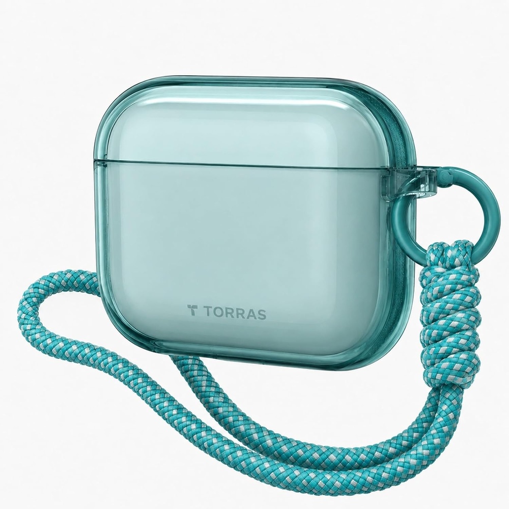 image:imageTORRAS A3 Neo for AirPods Pro 3 Case 3rd Generation 2025 Rugged Drop Protection AntiYellowing TPU Slim Translucent Cover Wireless Charging Compatible Keychain Lanyard Glacier SprintGlacier Sprint