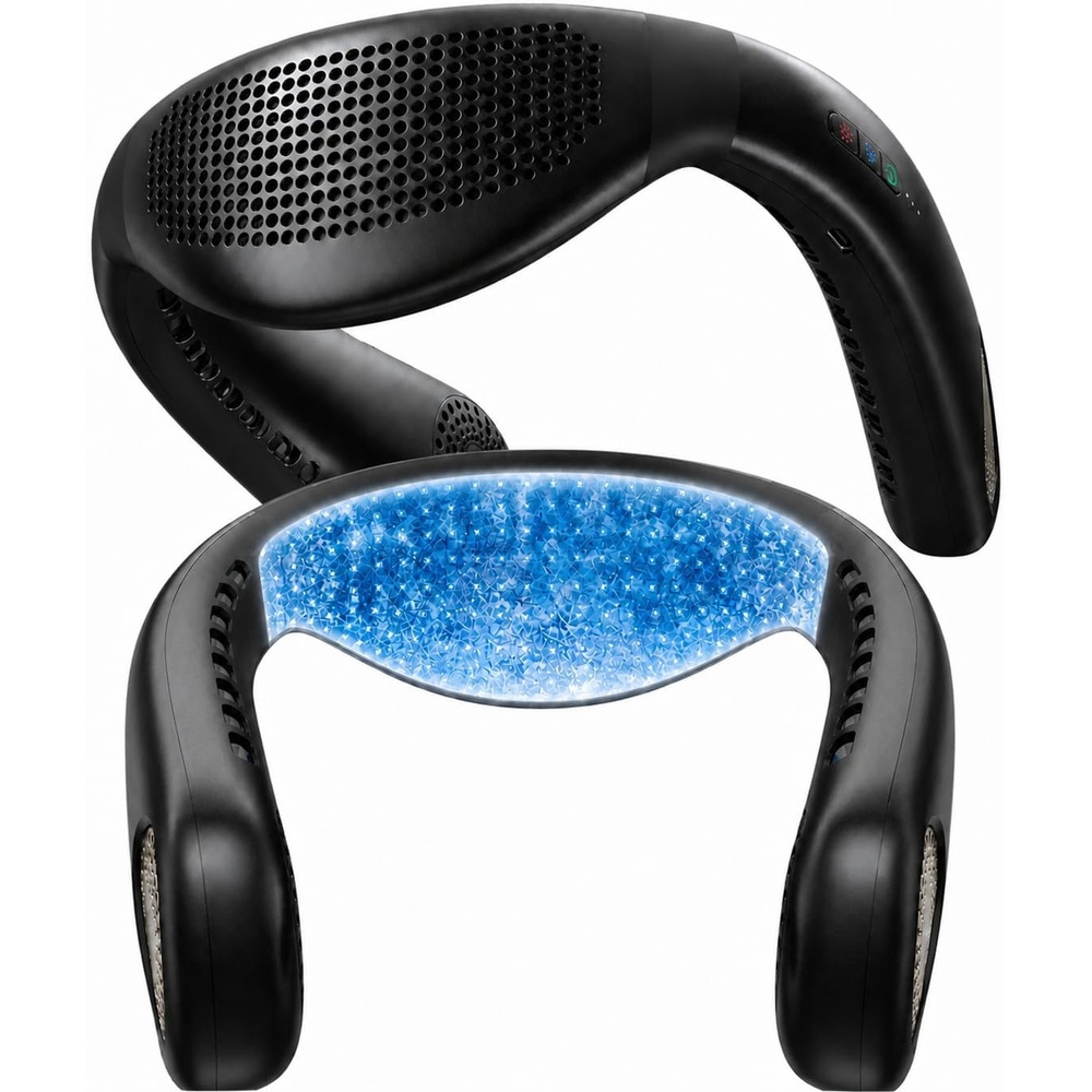 image:imageTORRAS COOLiFY Air 2026 Upgraded Neck Fan Air Conditioner DualAirflow Pro Cooling Ultra Light Portable Fan Rechargeable Personal Cooling Fan Travel Essentials Gift for Dad Husband Father BlackDeep Black