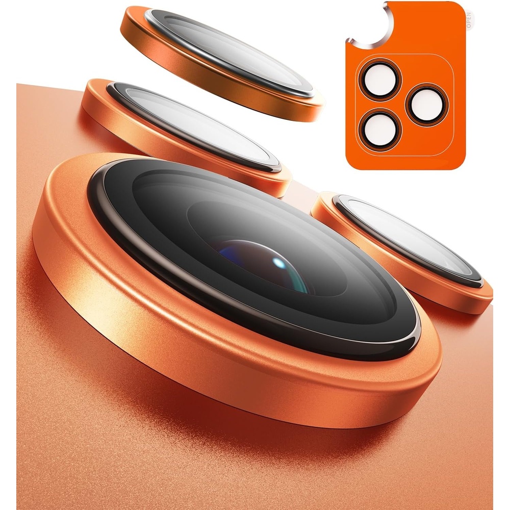 image:imageTORRAS Camera Lens Protector for iPhone 16 Pro Max16 Pro Black TitaniumCosmic Orange