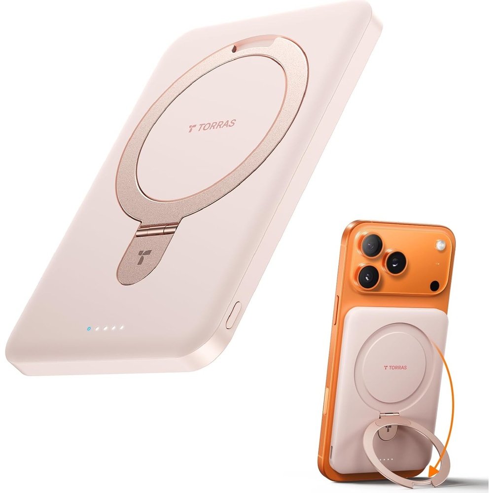 image:imageTORRAS EasyGo 10000mAh Magnetic Portable Charger Power Bank for iPhone Fast Charging Travel Essential Wireless Battery Pack with Stand Compatible with Magsafe17 Pro MaxPro1615141312 Deep BlueROSE GOLD