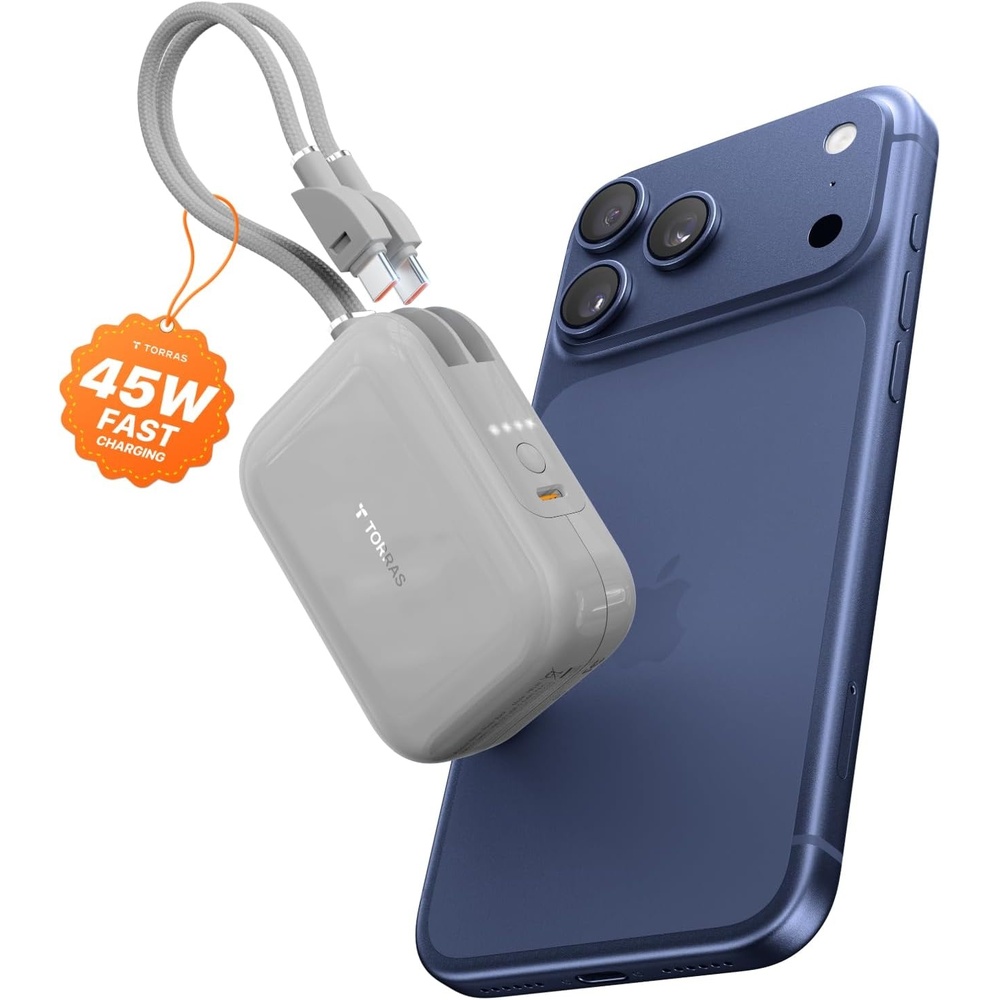 image:imageTORRAS EasyGo 10000mAh Magnetic Portable Charger Power Bank for iPhone Fast Charging Travel Essential Wireless Battery Pack with Stand Compatible with Magsafe17 Pro MaxPro1615141312 Deep BlueGrey
