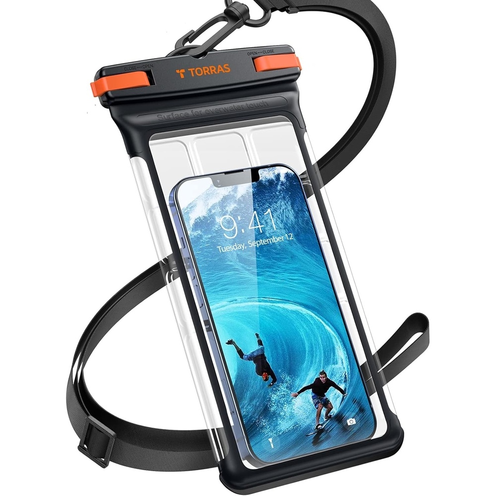 image:imageTORRAS Icecube IPX8 Waterproof Phone Pouch Underwater Screen Touchable Waterproof Phone Case for Snorkeling Adjustable Lanyard Vacation Essentials for iPhone 15 Pro Max1413 Samsung Black 69