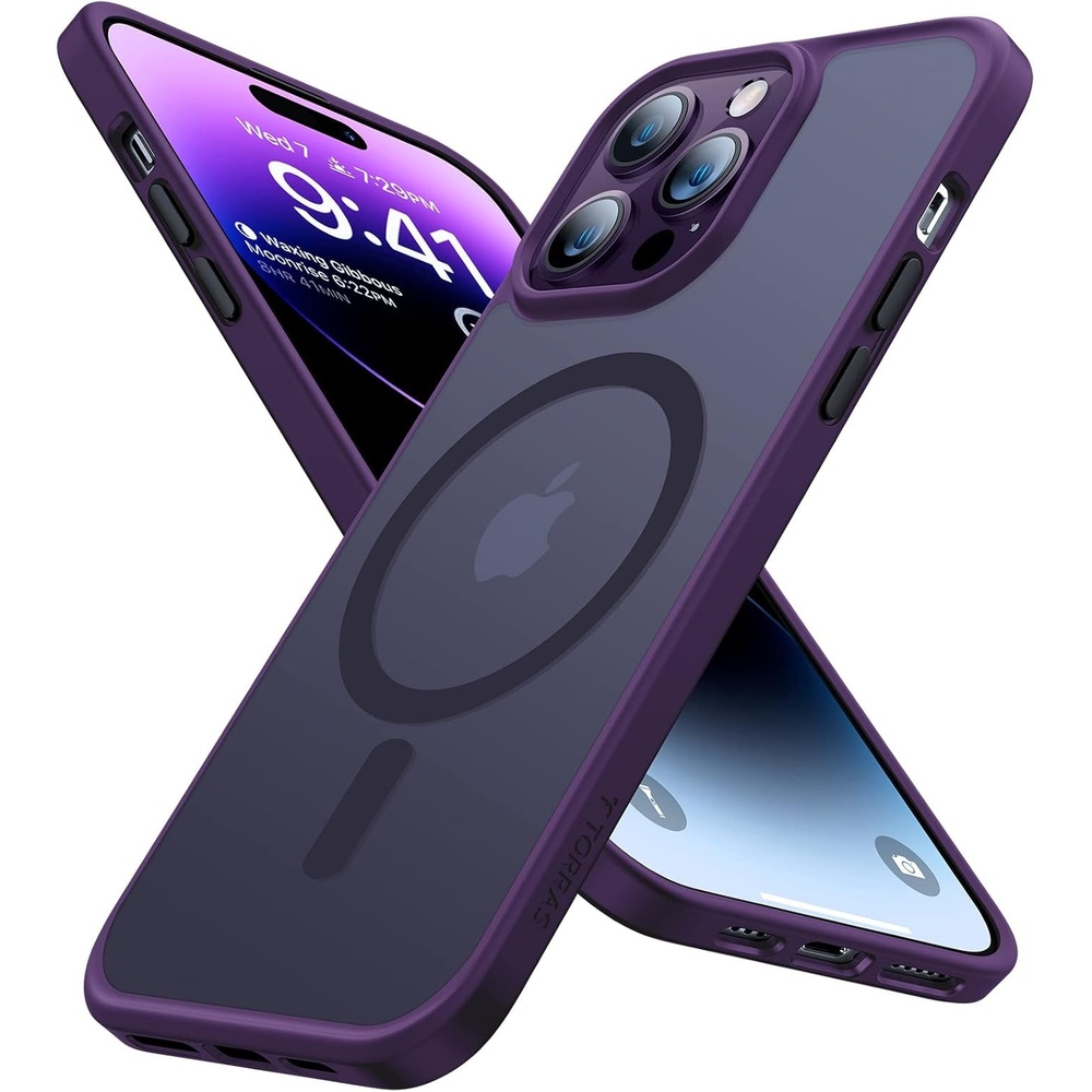 image:imageTORRAS Magnetic Shockproof for iPhone 16 Pro Max Case 4X MilitaryGrade Protection Compatible with MagSafe Translucent Case for iPhone 16 Pro Max AntiScratch Guardian 69Purple