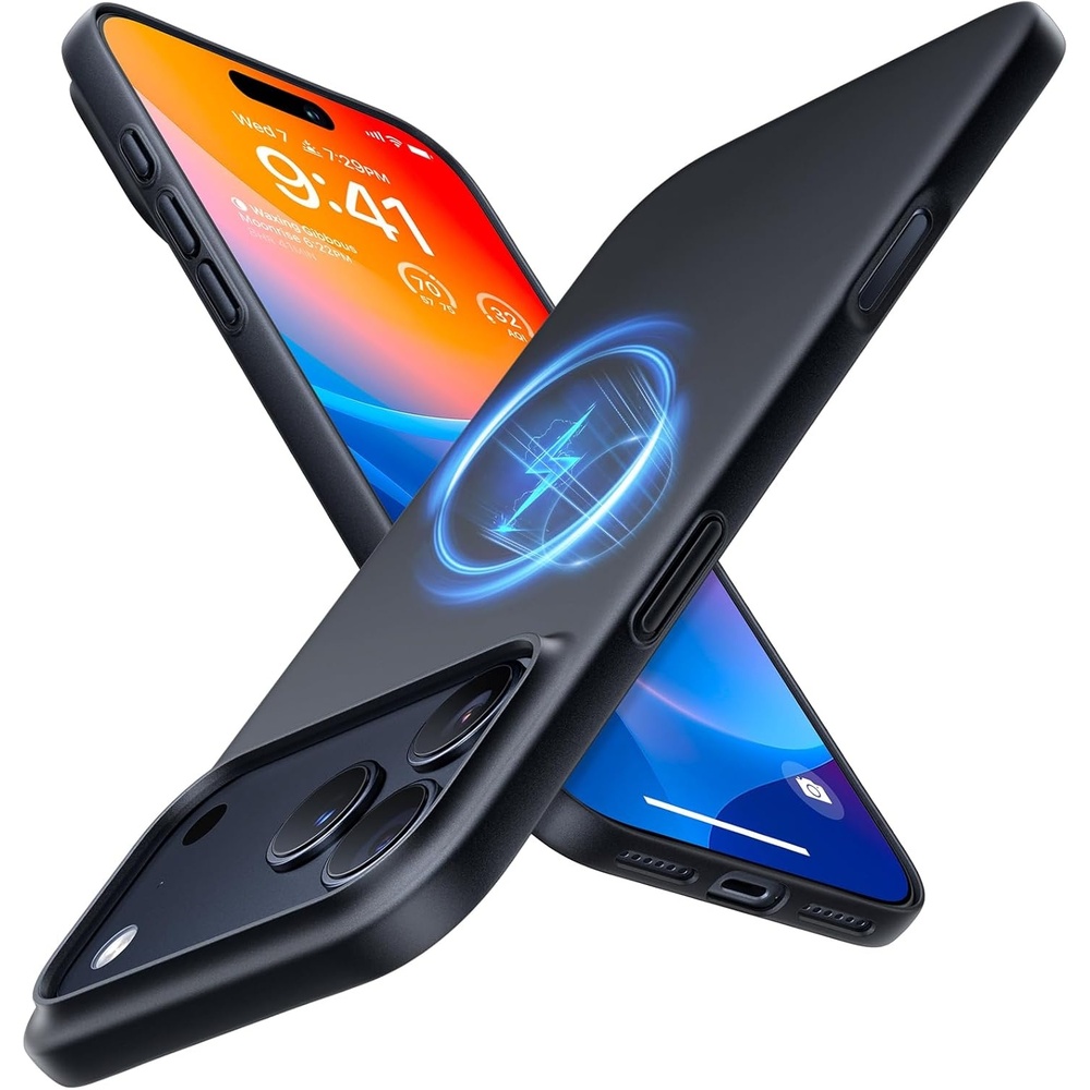 image:imageTORRAS Magnetic Slim Fit for iPhone 17 Pro Case 63 inch UltraThin Compatible with MagSafe Lightweight Matte AntiScratch Hard PC Cover Phone Case for iPhone 17 Pro OriginFit Deep Blue1Black