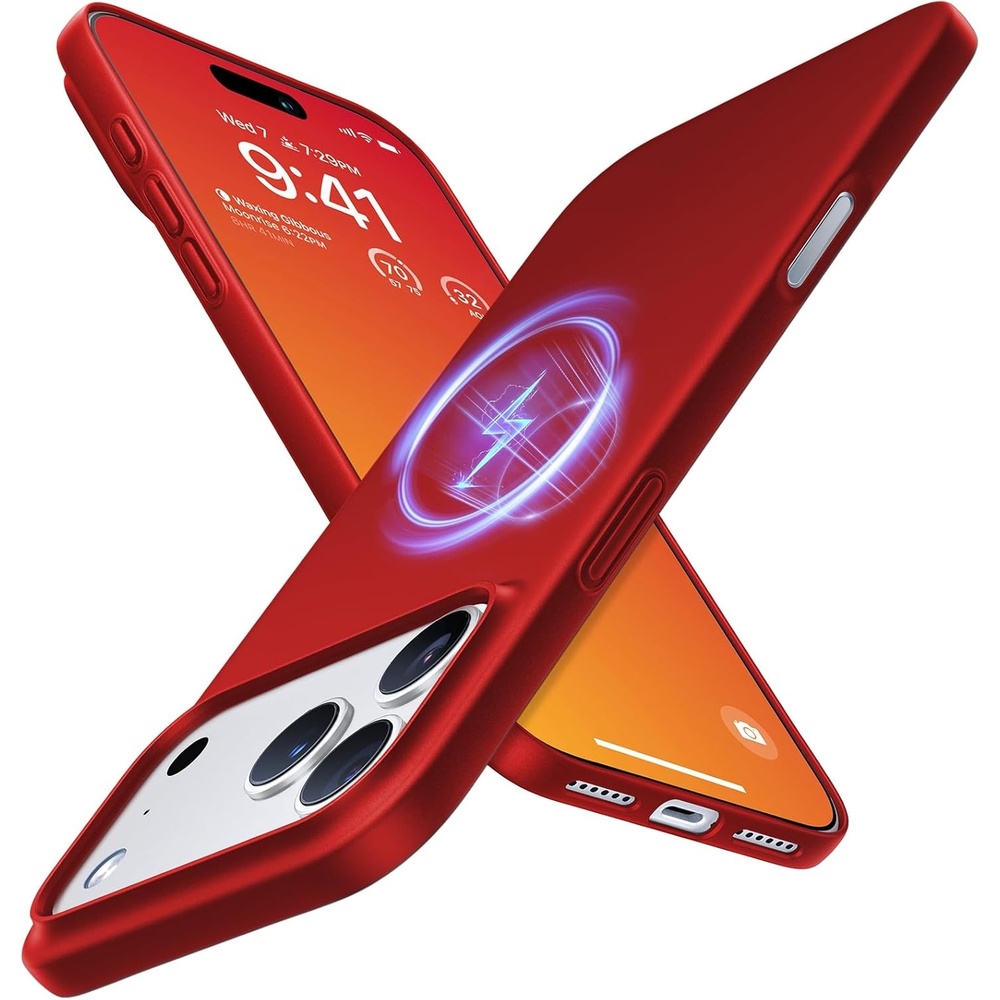 image:imageTORRAS Magnetic Slim Fit for iPhone 17 Pro Case 63 inch UltraThin Compatible with MagSafe Lightweight Matte AntiScratch Hard PC Cover Phone Case for iPhone 17 Pro OriginFit Deep Blue5Lucky Red