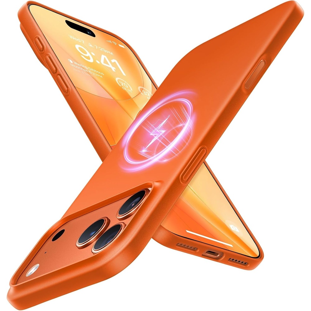 image:imageTORRAS Magnetic Slim Fit for iPhone 17 Pro Case 63 inch UltraThin Compatible with MagSafe Lightweight Matte AntiScratch Hard PC Cover Phone Case for iPhone 17 Pro OriginFit Deep Blue4Glossy Orange