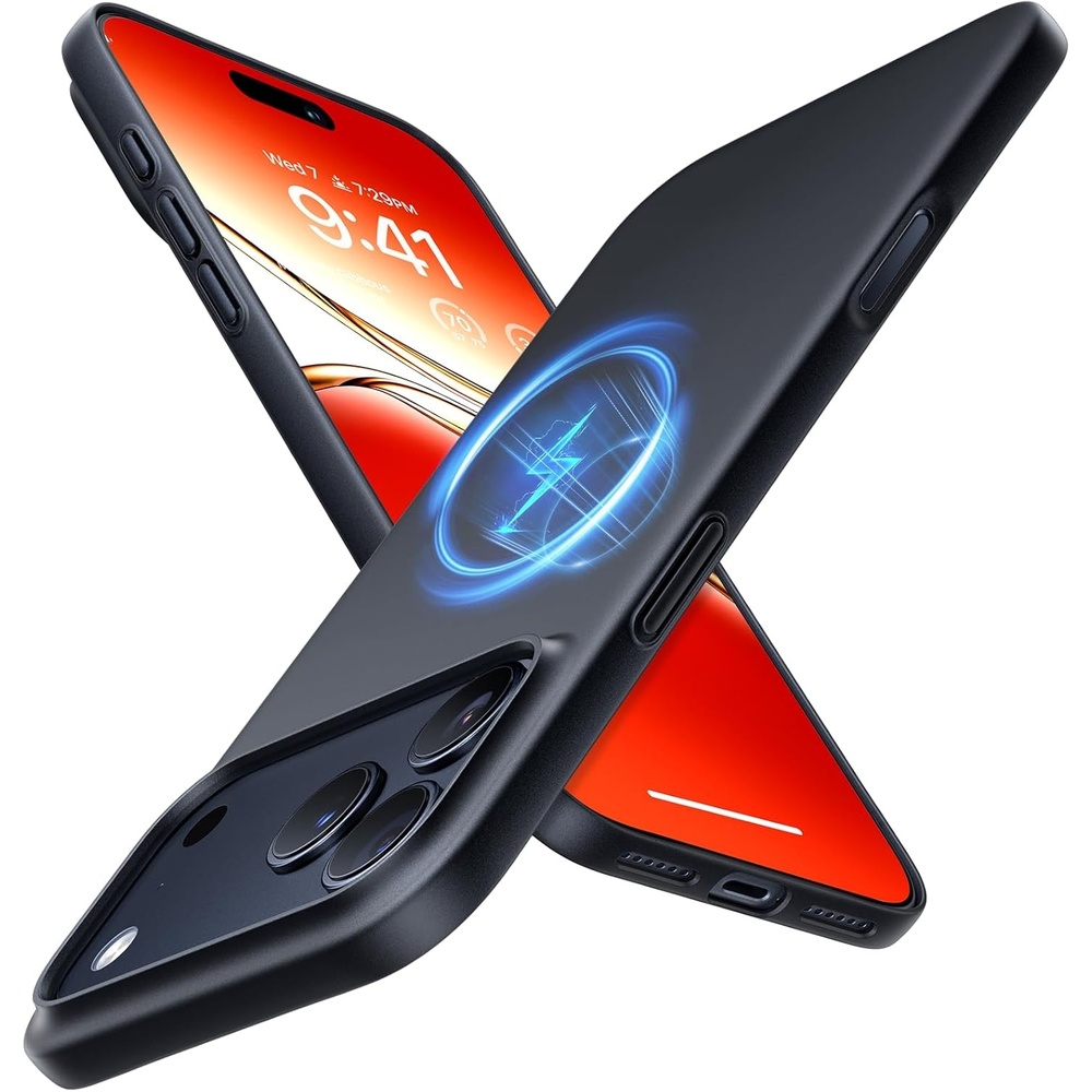 image:imageTORRAS Magnetic SlimFit for iPhone 17 PRO MAX Case UltraThin 17 ProMax Phone Case Compatible with MagSafe Light AntiScratch Matte Hard PC Bayer 69 inch OriginFit Deep Blue1Black