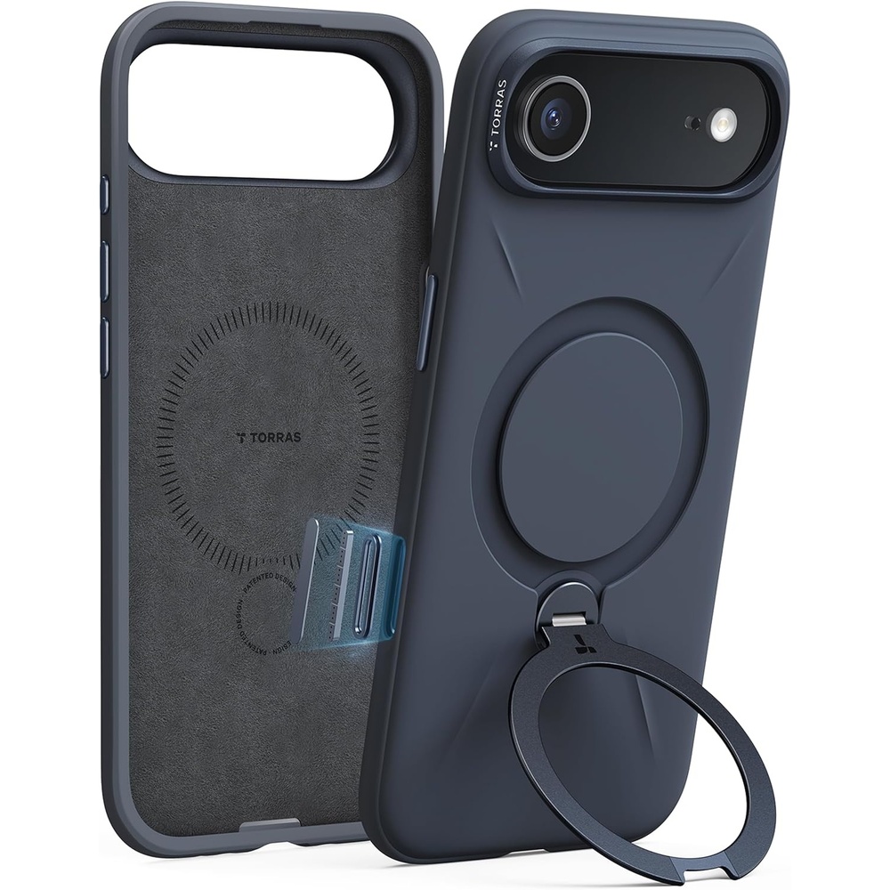image:imageTORRAS Magnetic for iPhone 16 Pro Max Case Silicone with Stand Fit for MagSafe 360 Ring Stand with Camera Control Ostand Q3 Silicone Rubber Soft Case for iPhone 16 Pro Max 69 Dune Beige17 AirBlue