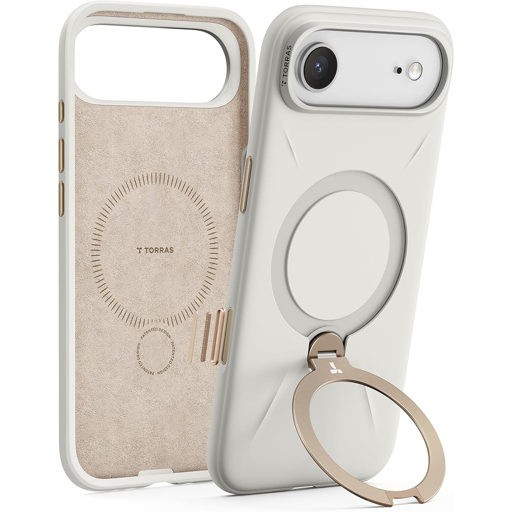 image:imageTORRAS Magnetic for iPhone 16 Pro Max Case Silicone with Stand Fit for MagSafe 360 Ring Stand with Camera Control Ostand Q3 Silicone Rubber Soft Case for iPhone 16 Pro Max 69 Dune Beige17 AirIvory