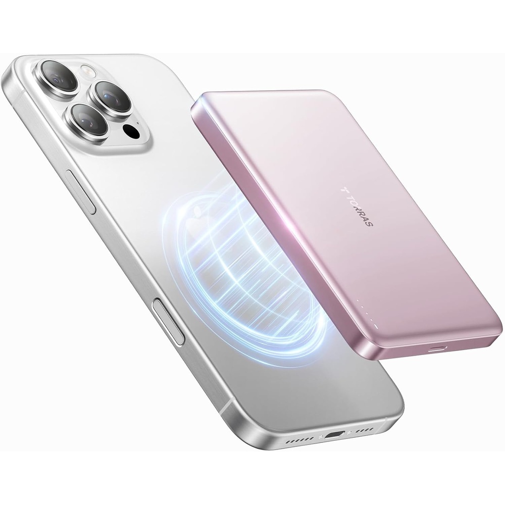 image:imageTORRAS MiniMag Power BankUltraSlim 10000mAh Magnetic Wireless Portable Charger 225W Fast Charging iPhone Air Magnetic Battery Pack Designed for iPhone 17 Pro Max17 ProAir1615141312 GrayDawn Rose