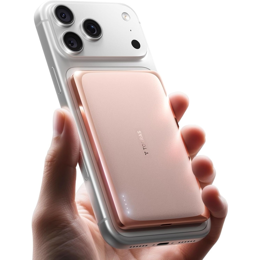 image:imageTORRAS MiniMag Pro Power Bank Ultra Slim Semi SolidState Portable Charger Wireless 5000mAh Magnetic Battery Pack Fast Charging Travel Essential for iPhone 171615141312 Infinite GreyPink