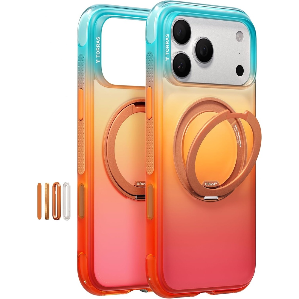 image:imageTORRAS O3 Air Gradient for iPhone 17 Pro Max Case with 360 Magnetic Stand Fit for MagSafe MilitaryGrade Protection Slim Case for iPhone 17 Pro Max 69 Dusk Haze PurpleCoastal Sunset