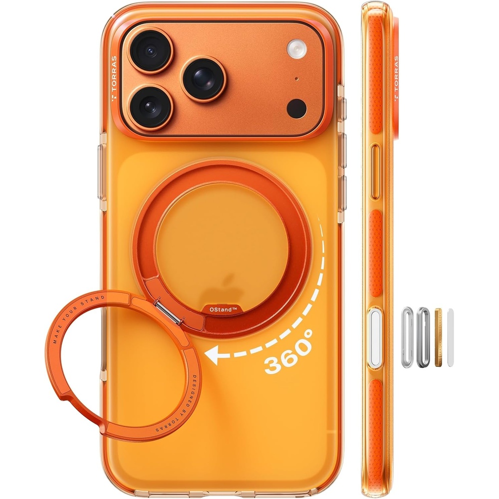 image:imageTORRAS O3 Hue for iPhone 17 Pro Case4X MilitaryGrade Air Drop Protection with Shockproof Airbag Bumper360 Strong Magnetic Stand Compatible with MagSafeColorblock Aesthetic 63 inchIndigo BlueGolden Citrus