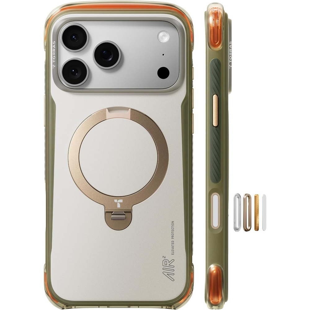image:imageTORRAS Ostand Q3 Air Pro for iPhone 17 Pro Case 360 Magnetic Stand Fit for MagSafe Dual Airbag Protection AntiSlip Shockproof Phone Case for iPhone 17 Pro WhiteWhite
