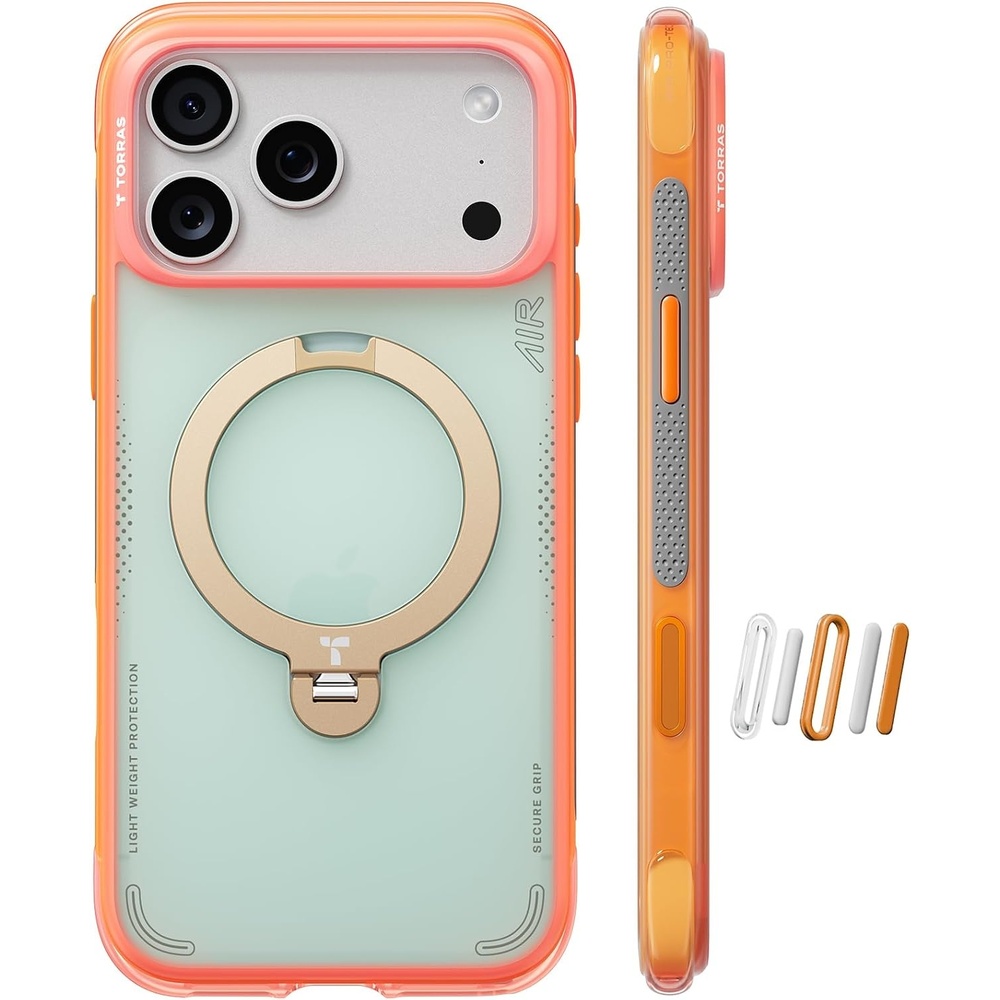 image:imageTORRAS Ostand Q3 Air for iPhone 16 Pro Max Case with 360 Magnetic Stand Fit for MagSafe Military Grade Drop Tested Camera Control Button Shockproof Phone Case for iPhone 16 Pro Max 69 BlackBlush Sage