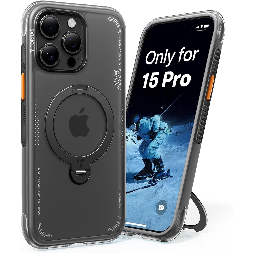 image:imageTORRAS Ostand Q3 Air for iPhone 16 Pro Max Case with 360 Magnetic Stand Fit for MagSafe Military Grade Drop Tested Camera Control Button Shockproof Phone Case for iPhone 16 Pro Max 69 BlackShadow Black