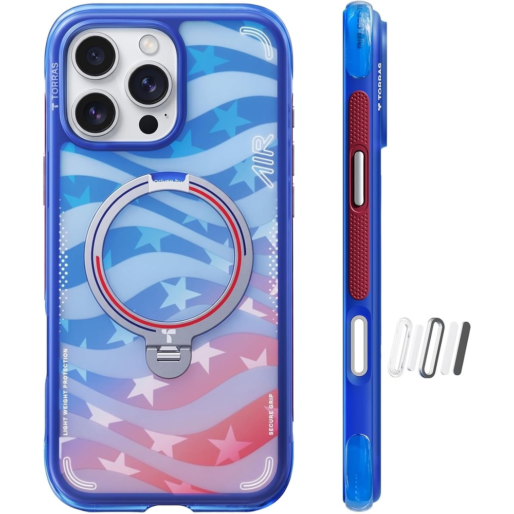 image:imageTORRAS Ostand Q3 Air for iPhone 16 Pro Max Case with 360 Magnetic Stand Fit for MagSafe Military Grade Drop Tested Camera Control Button Shockproof Phone Case for iPhone 16 Pro Max 69 BlackStarlight