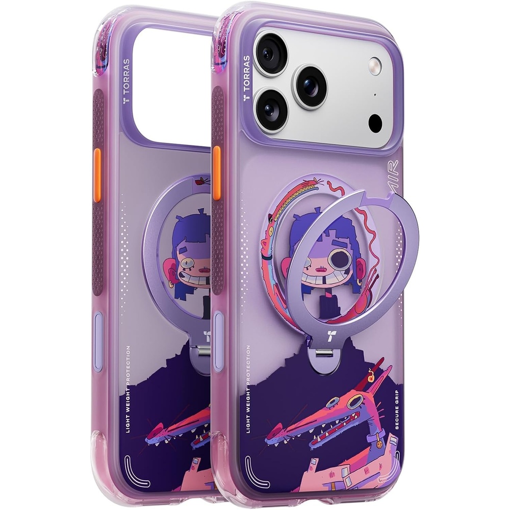 image:imageTORRAS Ostand Q3 Air for iPhone 16 Pro Max Case with 360 Magnetic Stand Fit for MagSafe Military Grade Drop Tested Camera Control Button Shockproof Phone Case for iPhone 16 Pro Max 69 BlackNeon NightMuse