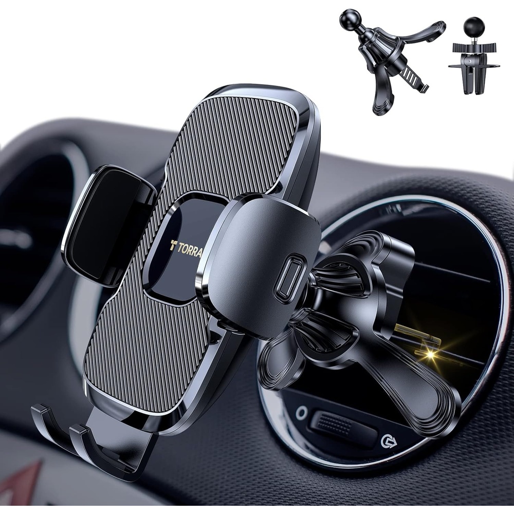 image:imageTORRAS Phone Holder for Car Upgraded Hook Clip Never Shake Universal Stable Car Phone Mount Air Vent Holder Cradle Case Friendly Fits for iPhone 16 15 14 13 12 Pro Max S23 22Ultra Note 20