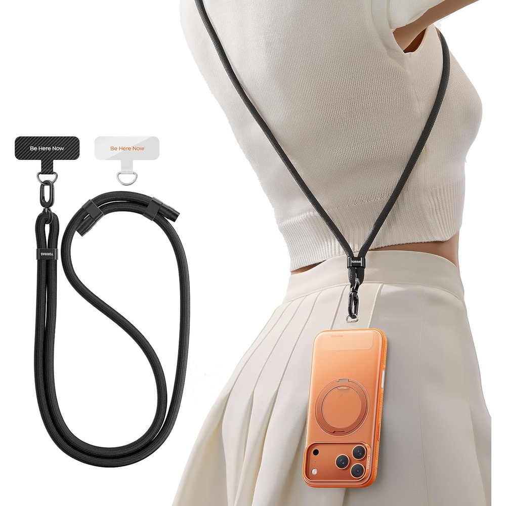 image:imageTORRAS Phone Lanyard Crossbody with 2 Phone Tabs Adjustable Anti Theft Phone Strap for All Phones Premium Metal Buckles SkinFriendly Universal Cell Phone Neck lanyard for Travel Essentials Black1black