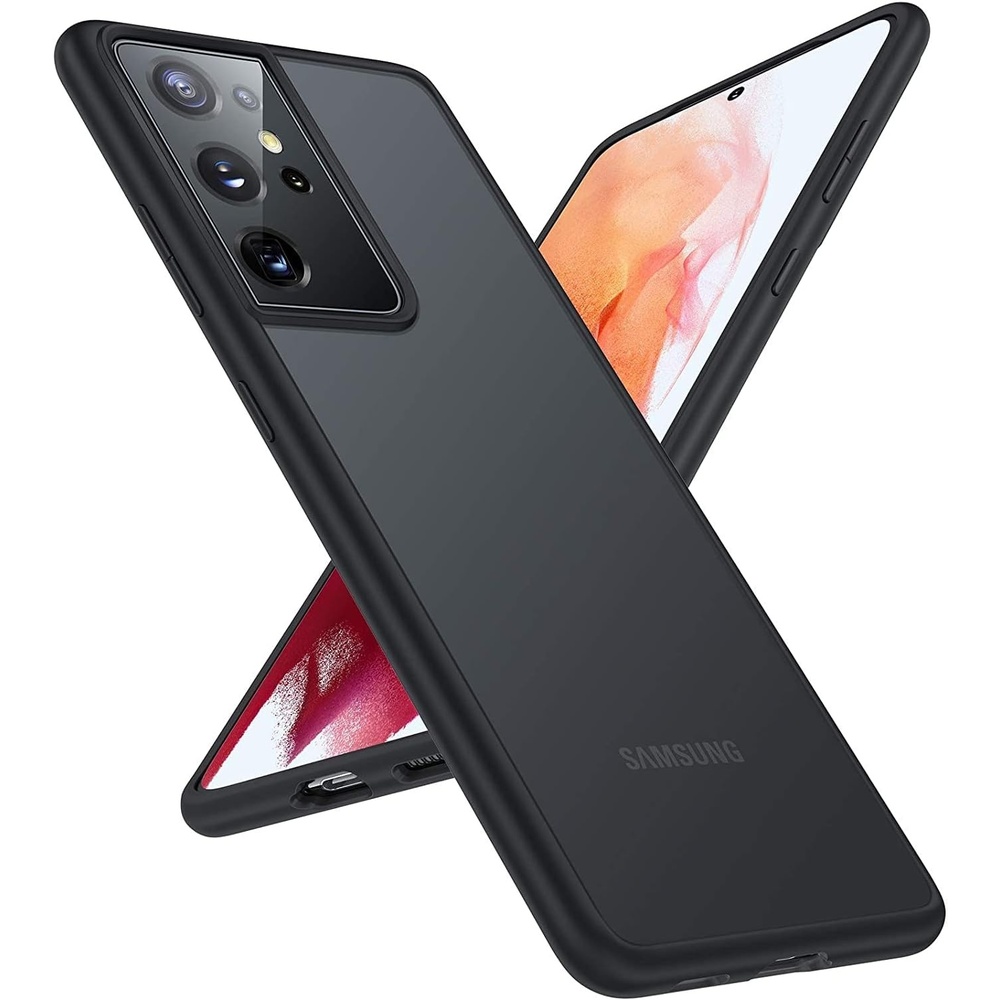 image:imageTORRAS Shockproof Compatible for Samsung Galaxy S21 Ultra Case Military Grade Drop Tested S21 Ultra Case Translucent Matte Hard Back with Soft Edge Slim Thin Galaxy S21 Ultra Case Matte Black