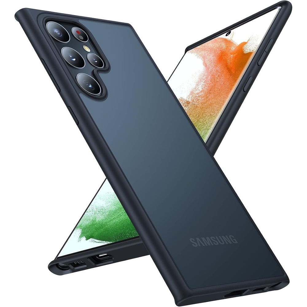 image:imageTORRAS Shockproof Designed for Samsung Galaxy S22 Ultra Case Military Grade Drop Tested SemiClear S22 Ultra Case Hard Black Back Soft Edge Slim Thin Protective Galaxy S22 Ultra Case Black