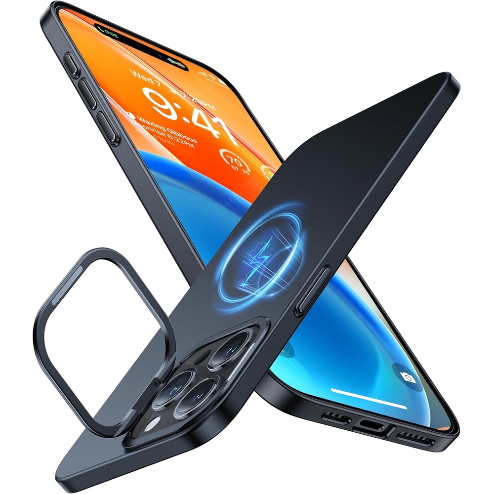image:imageTORRAS Slim Fit Magnetic Stand for iPhone 15 Pro Case Fit for MagSafe Camera Kickstand Ultra Thin AntiScratch Slim Protective Matte Case for iPhone 15 Pro Phone Case 61 Black TitaniumBlack