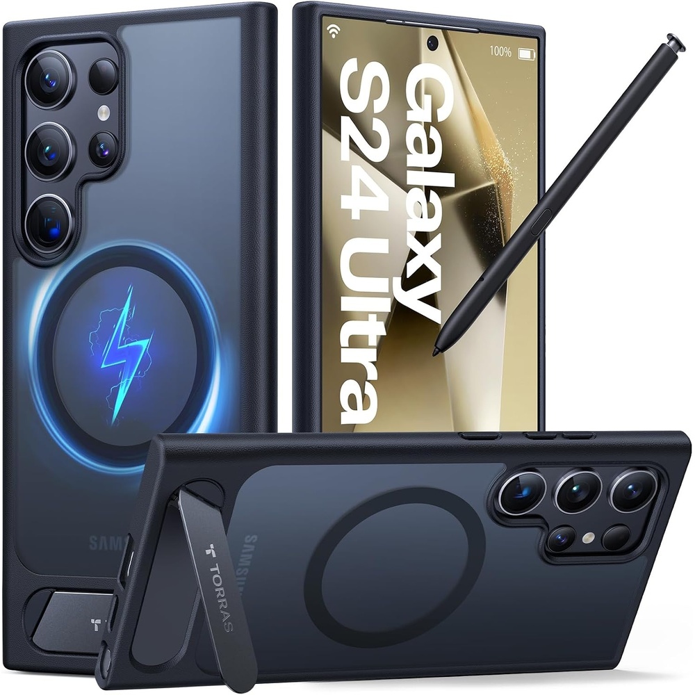 image:imageTORRAS Strong Magnetic amp Seamless Stand for Samsung Galaxy S25 Plus Case Fit for MagSafe MilGrade Drop Protection Kickstand for Samsung Galaxy S25 Plus Case AntiYellowing Diamond ClearBlack
